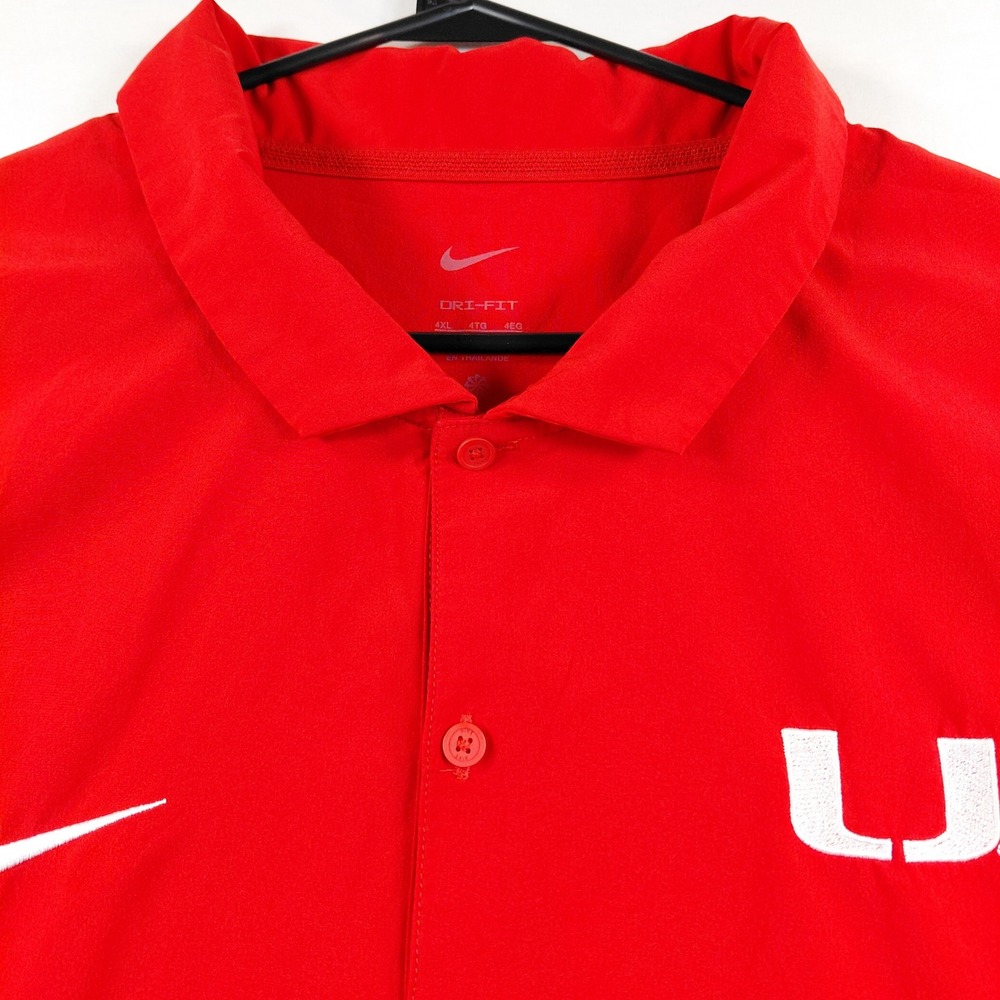 Nike Dri-FIT University of Miami Hurricanes Polo Shirt Mens 4XL Red Short Sleeve - Picture 7 of 13
